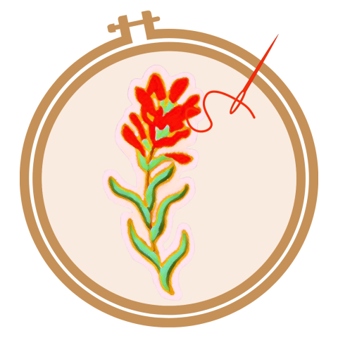 image of a flower embroidery in an embroidery hoop