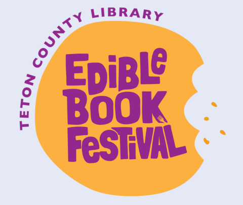 image of a cookie shaped circle with bites taken out and words Edible Book Festival