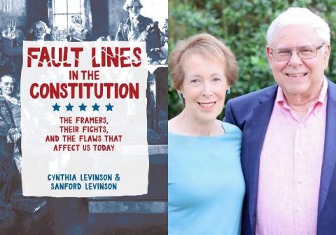 Image of the presenters and the cover of their Fault Lines book