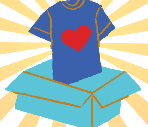 image of a shirt with a heart on it coming out of a box