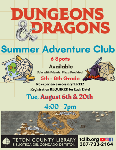 august summer adventure club poster August 6th and 20th