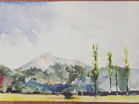 Watercolor landscape painting