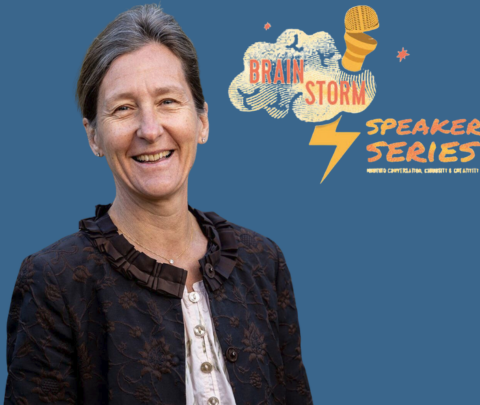 image of Anna Lembke with Brainstorm Speaker Series logo