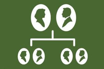 image of old-fashioned silhouettes arranged in a family tree pattern