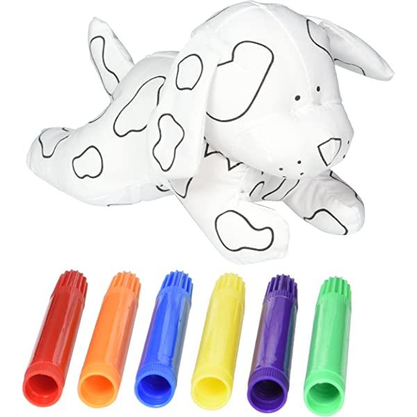 image of a blank stuffed toy and markers