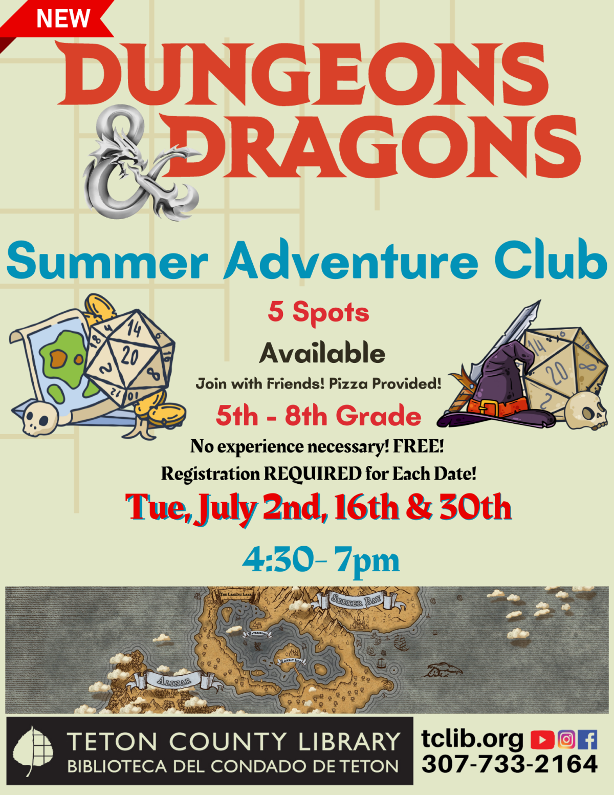 D&D Summer Aventure Club times locations and map images