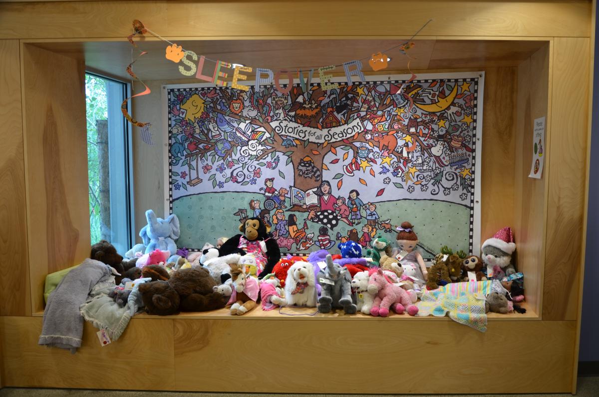 Stuffed Animals at the Library.